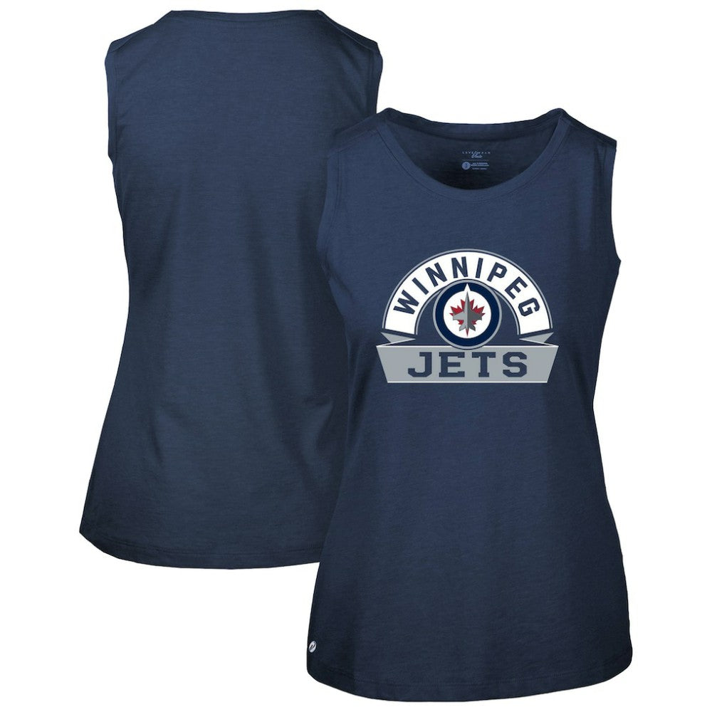 NHL Winnipeg Jets Levelwear Women's Macy Banner Arch Tank Top - Navy