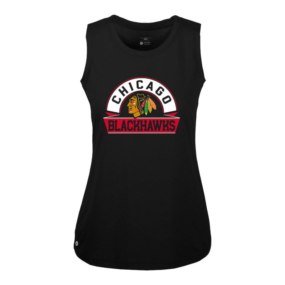 NHL Chicago Blackhawks Levelwear Women's Macy Banner Arch Tank Top - Black