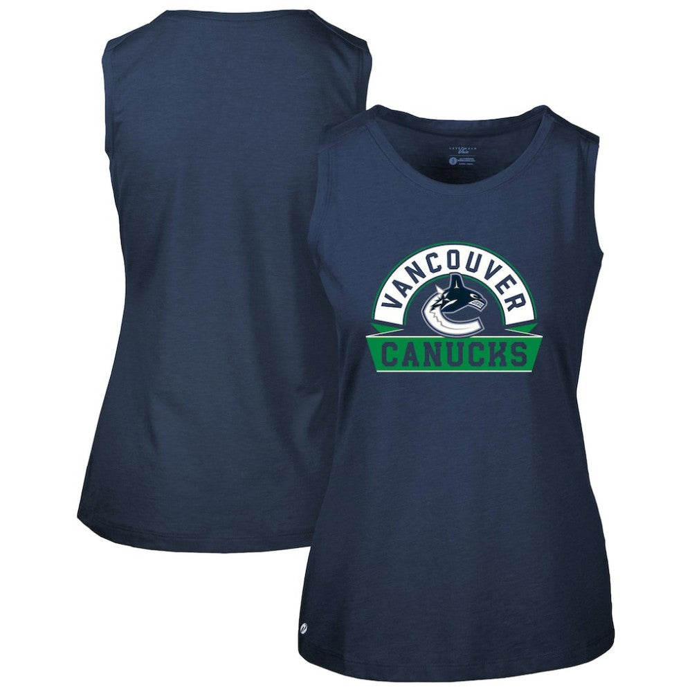 NHL Vancouver Canucks Levelwear Women's Macy Banner Arch Tank Top - Navy