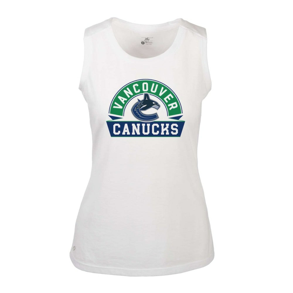 NHL Vancouver Canucks Levelwear Women's Macy Banner Arch Tank Top - White