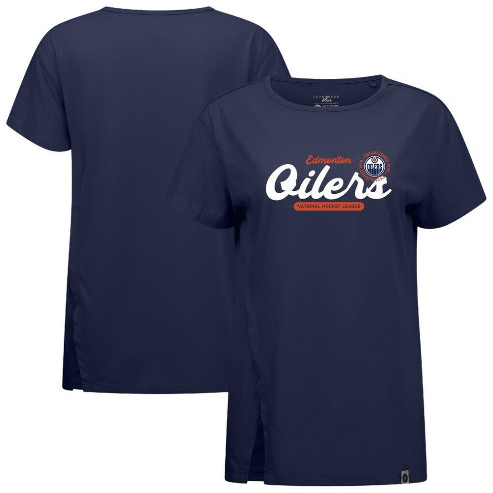 NHL Edmonton Oilers Levelwear Women's Influx Monument T-Shirt - Navy