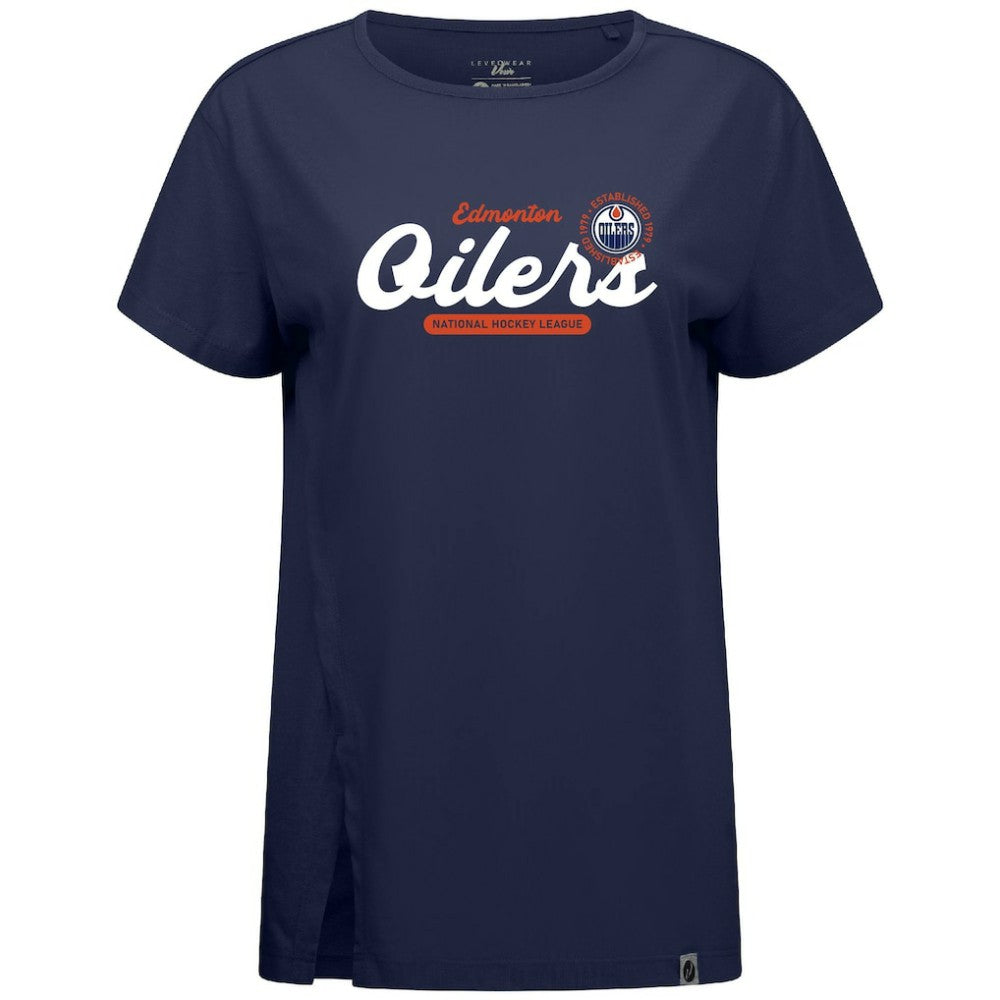 NHL Edmonton Oilers Levelwear Women's Influx Monument T-Shirt - Navy