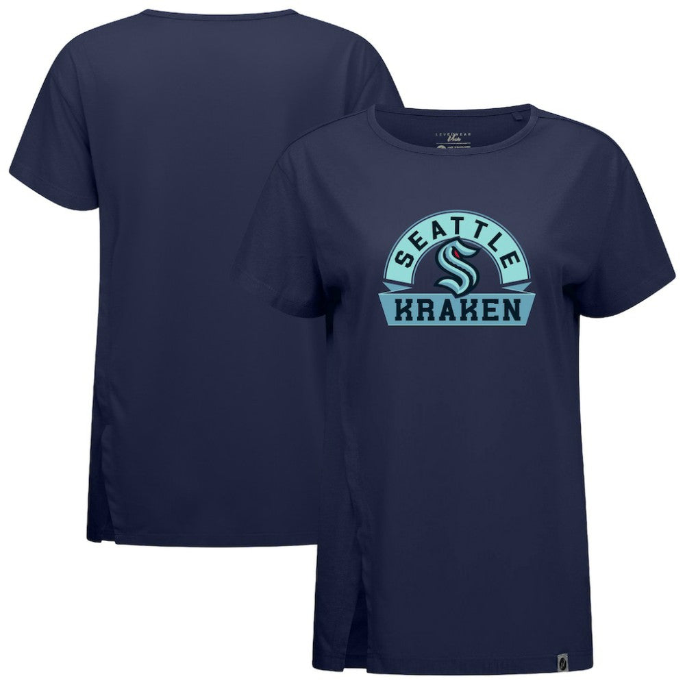 NHL Seattle Kraken Levelwear Women's Influx Banner Arch T-Shirt - Deep Sea Blue