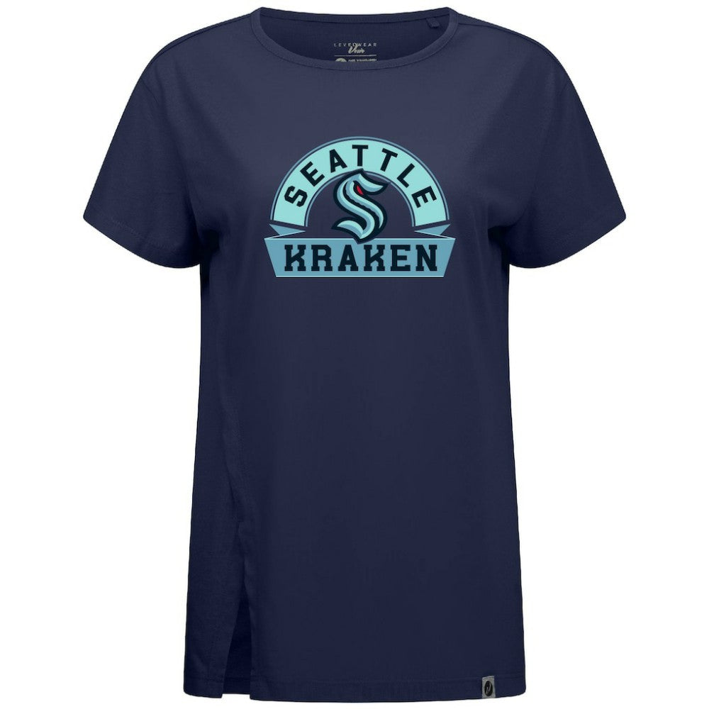 NHL Seattle Kraken Levelwear Women's Influx Banner Arch T-Shirt - Deep Sea Blue