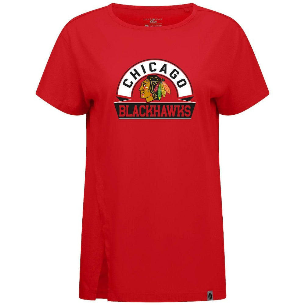 NHL Chicago Blackhawks Levelwear Women's Influx Banner Arch T-Shirt - Red