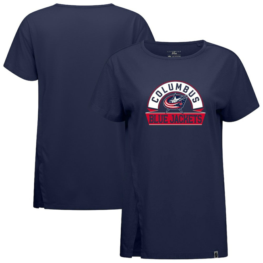 NHL Columbus Blue Jackets Levelwear Women's Influx Banner Arch T-Shirt - Navy