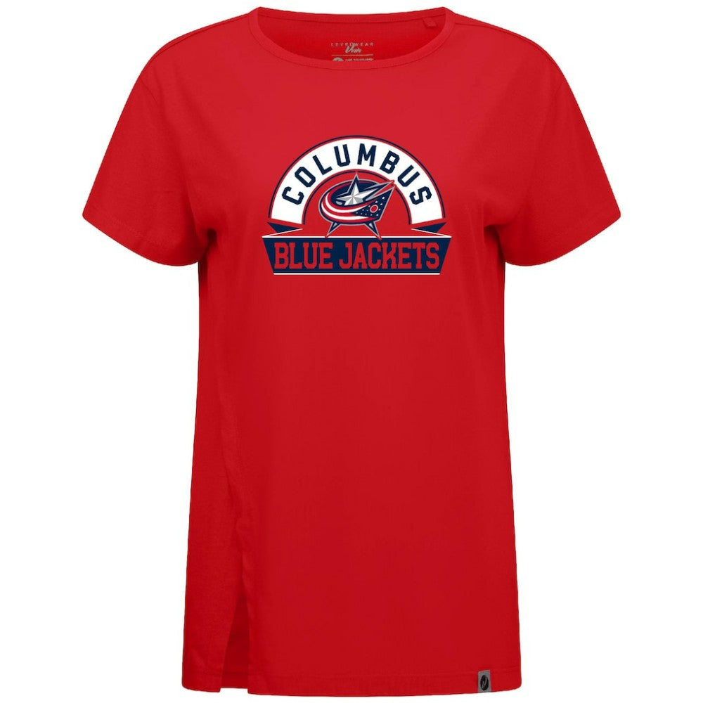 NHL Columbus Blue Jackets Levelwear Women's Influx Banner Arch T-Shirt - Red