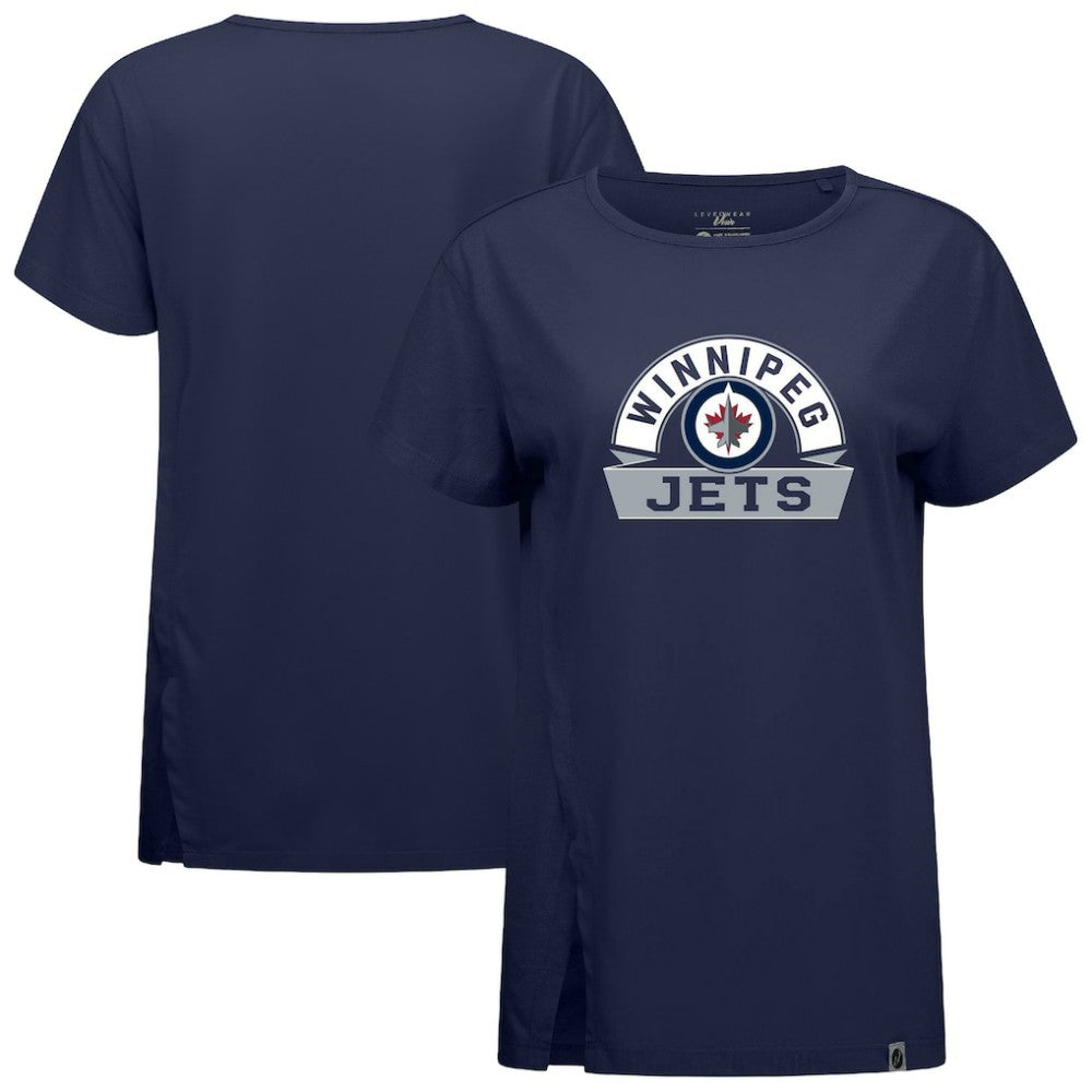 NHL Winnipeg Jets Levelwear Women's Influx Banner Arch T-Shirt - Navy