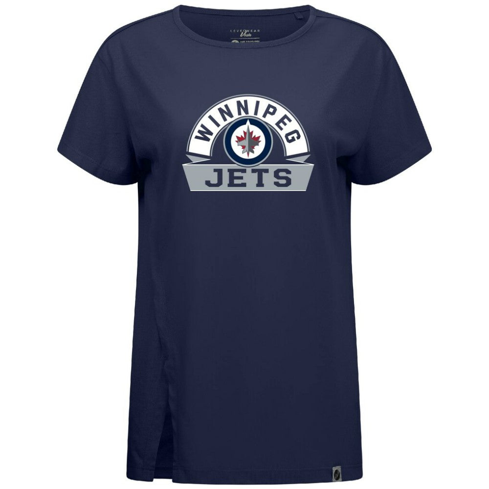 NHL Winnipeg Jets Levelwear Women's Influx Banner Arch T-Shirt - Navy