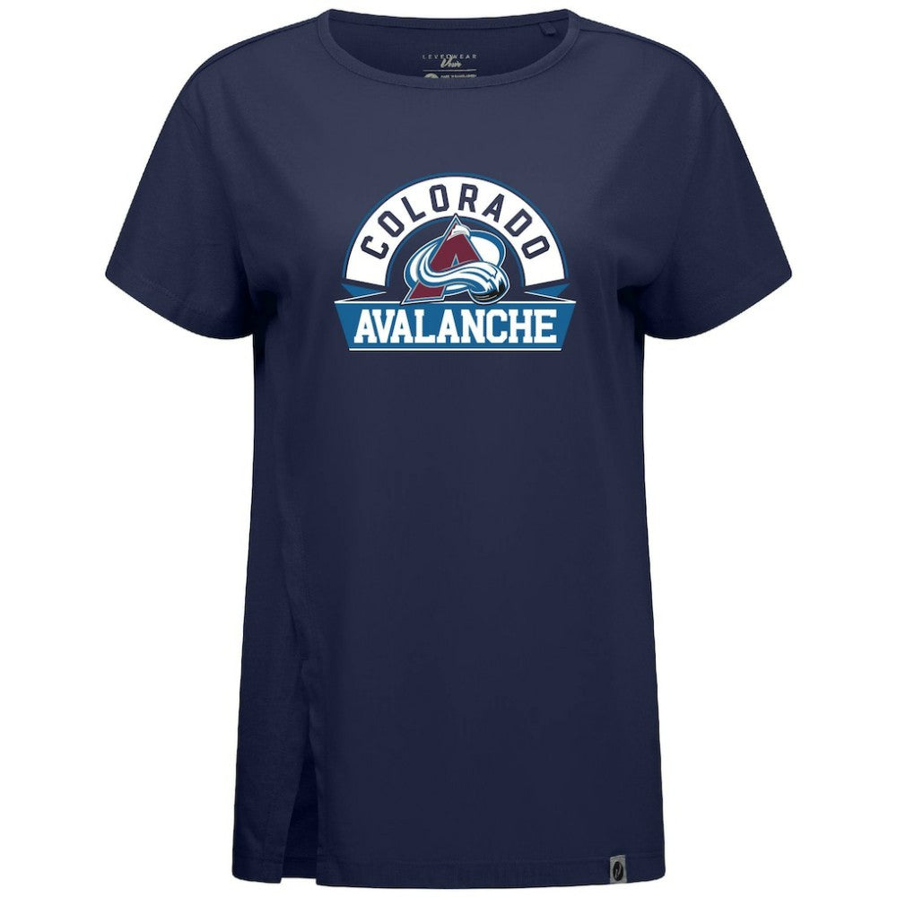 NHL Colorado Avalanche Levelwear Women's Influx Banner Arch T-Shirt - Navy