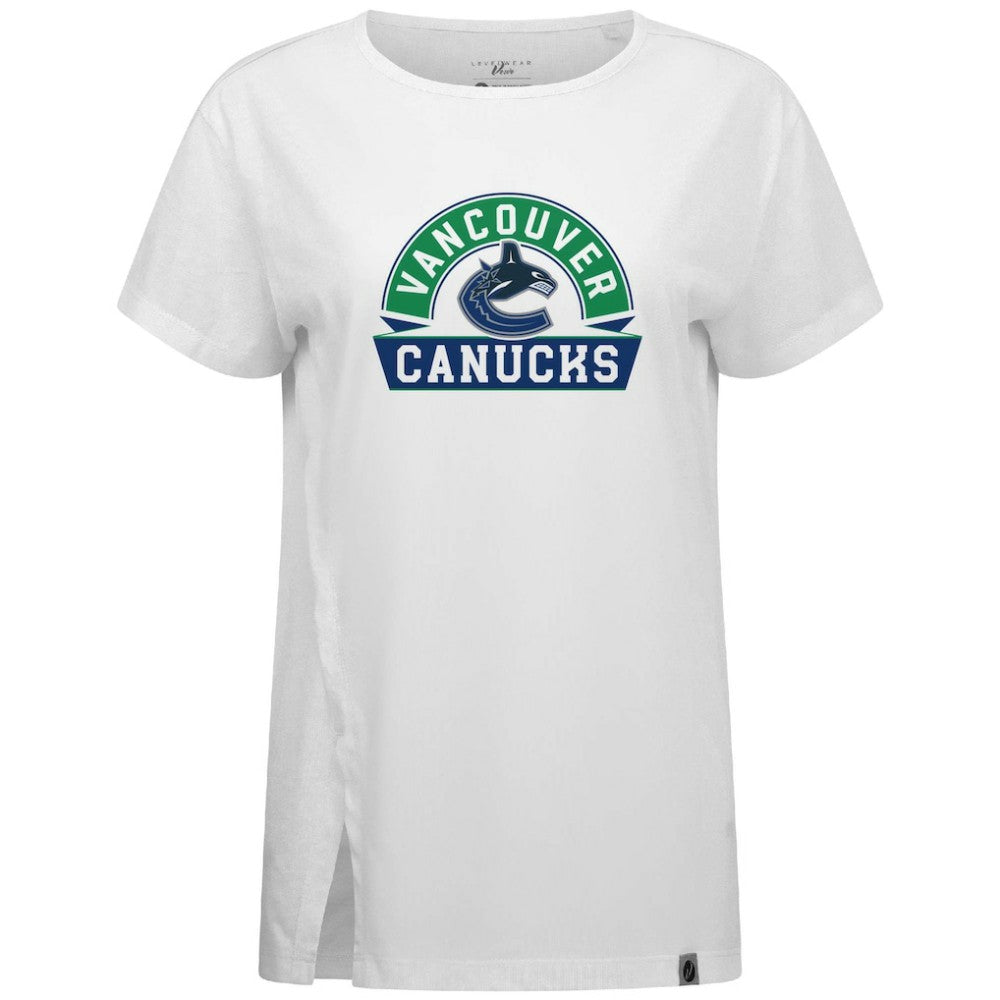 NHL Vancouver Canucks Levelwear Women's Influx Banner Arch T-Shirt - White