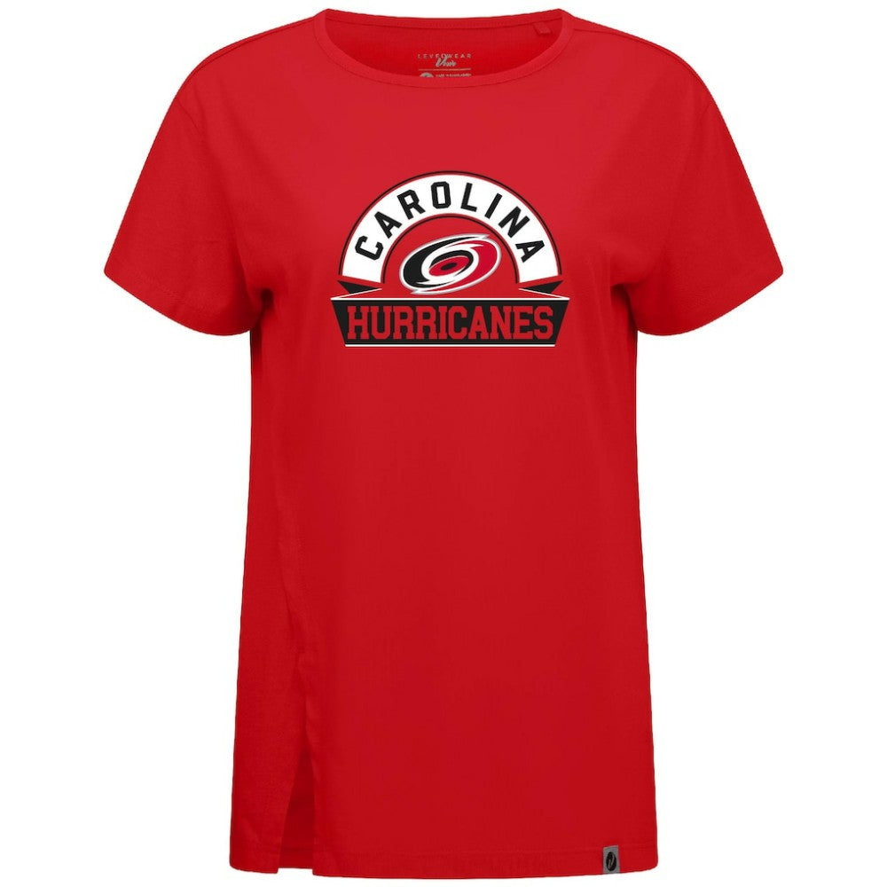 NHL Carolina Hurricanes Levelwear Women's Influx Banner Arch T-Shirt - Red