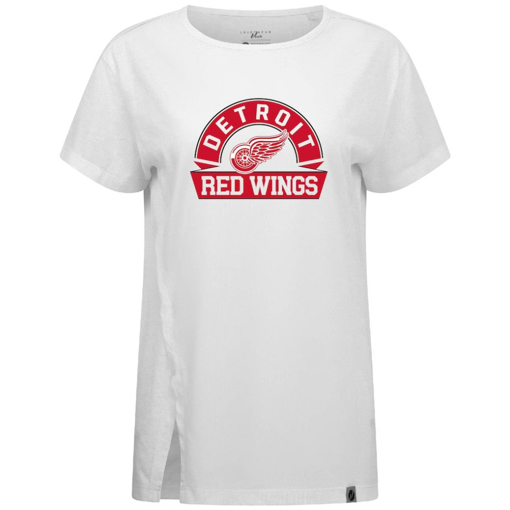 NHL Detroit Red Wings Levelwear Women's Influx Banner Arch T-Shirt - White