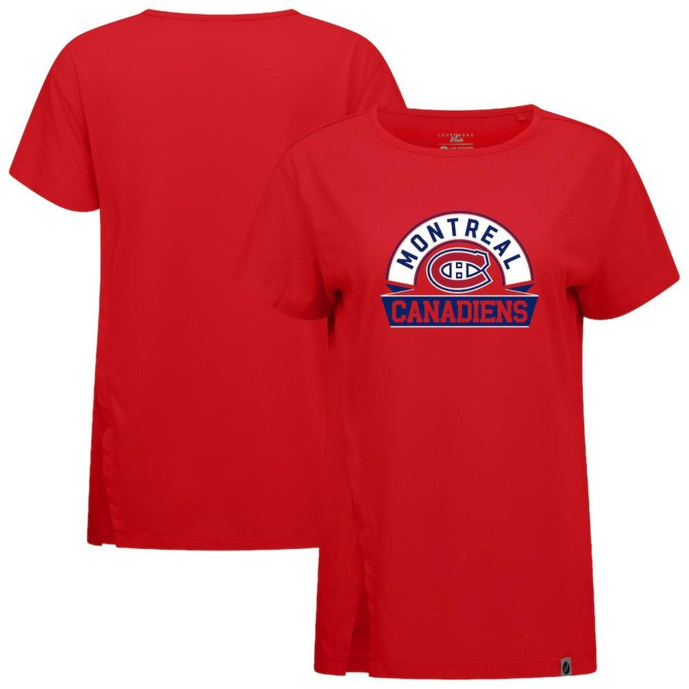NHL Montreal Canadiens Levelwear Women's Influx Banner Arch T-Shirt - Red