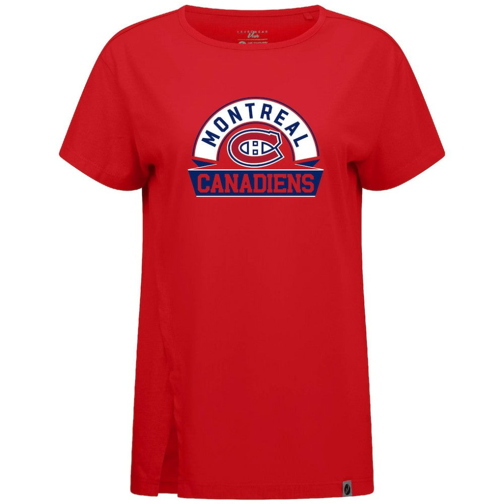 NHL Montreal Canadiens Levelwear Women's Influx Banner Arch T-Shirt - Red