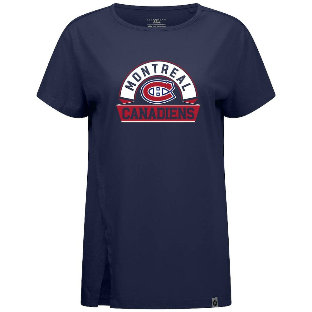 NHL Montreal Canadiens Levelwear Women's Influx Banner Arch T-Shirt - Navy