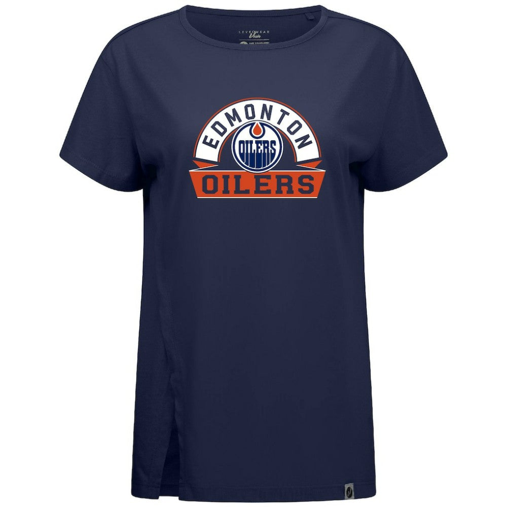 NHL Edmonton Oilers Levelwear Women's Influx Banner Arch T-Shirt - Navy