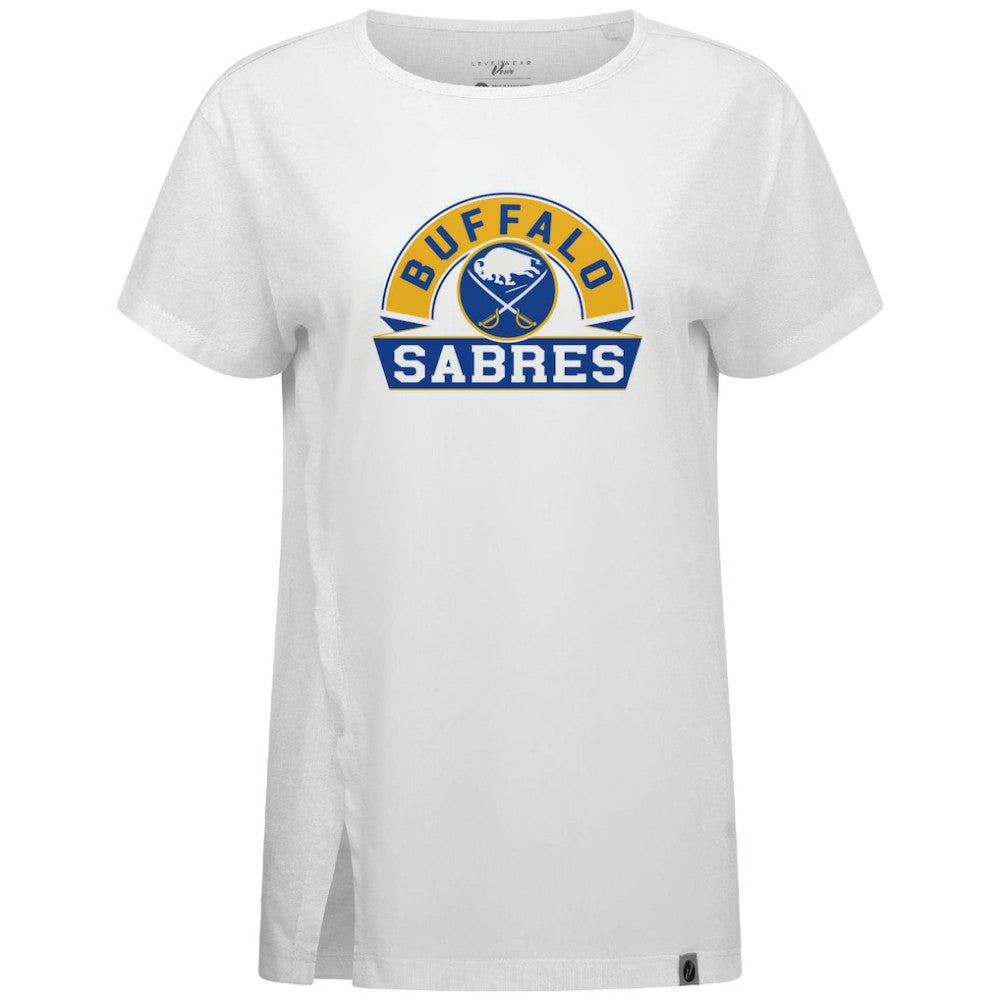 NHL Buffalo Sabres Levelwear Women's Influx Banner Arch T-Shirt - White