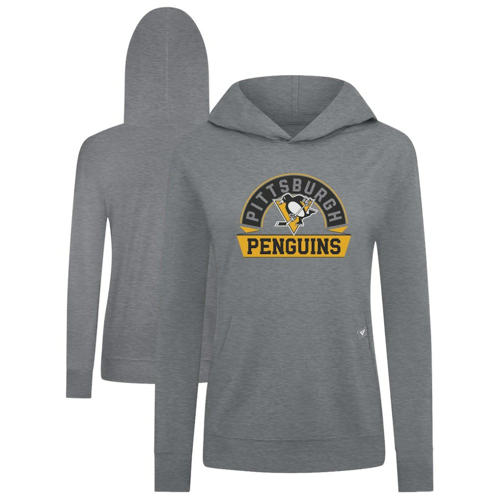 NHL Pittsburgh Penguins Levelwear Women's Relay Banner Arch Pullover Hoodie - Gray