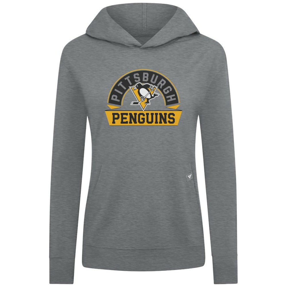 NHL Pittsburgh Penguins Levelwear Women's Relay Banner Arch Pullover Hoodie - Gray