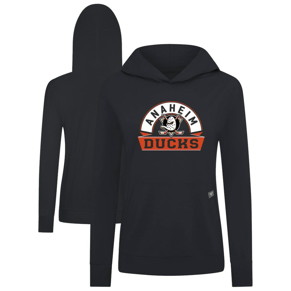 NHL Anaheim Ducks Levelwear Women's Relay Banner Arch Pullover Hoodie - Black