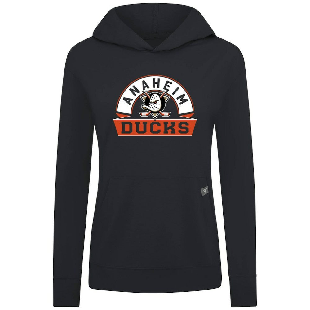 NHL Anaheim Ducks Levelwear Women's Relay Banner Arch Pullover Hoodie - Black