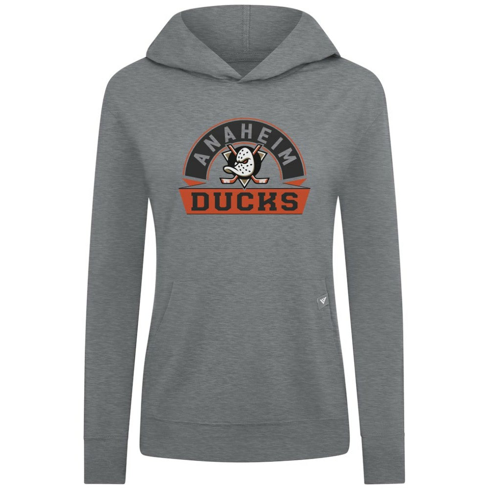 NHL Anaheim Ducks Levelwear Women's Relay Banner Arch Pullover Hoodie - Gray