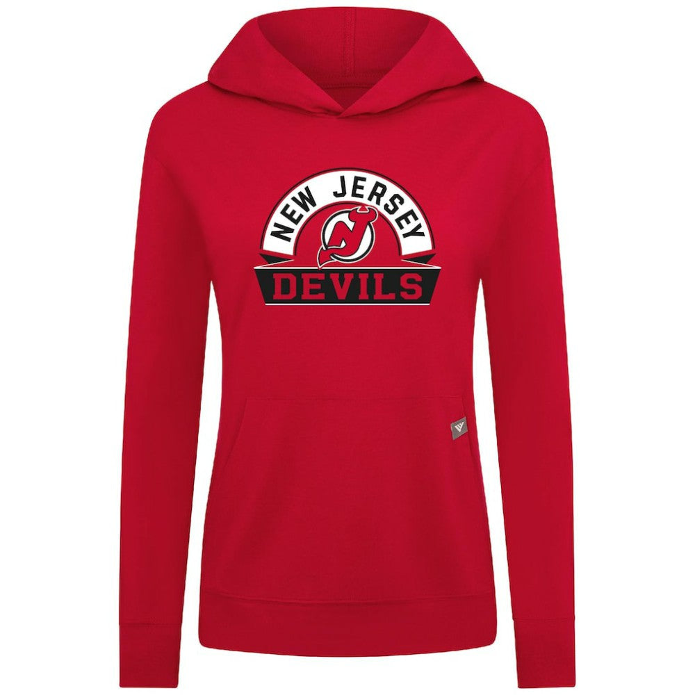 NHL New Jersey Devils Levelwear Women's Relay Banner Arch Pullover Hoodie - Red