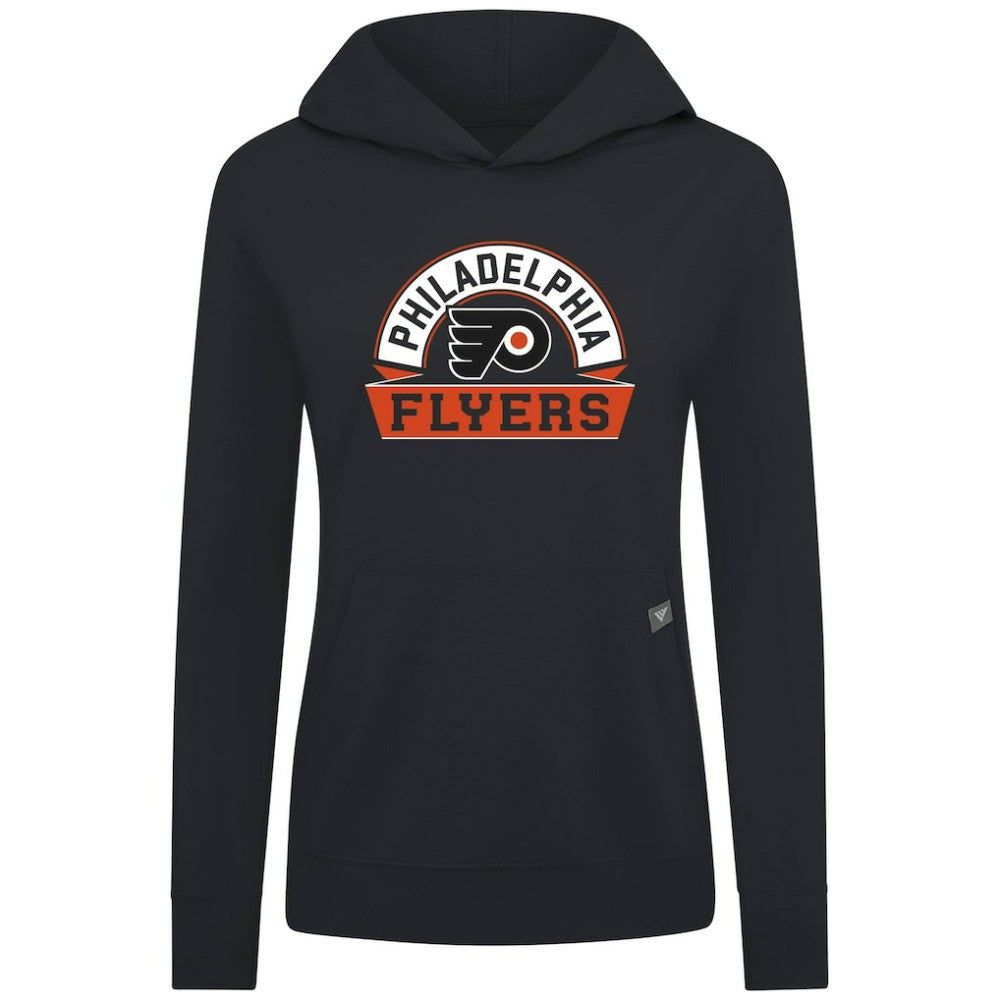 NHL Philadelphia Flyers Levelwear Women's Relay Banner Arch Pullover Hoodie - Black