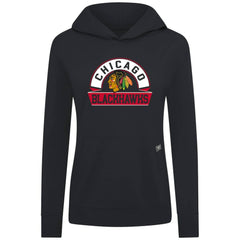 NHL Chicago Blackhawks Levelwear Women's Relay Banner Arch Pullover Hoodie - Black