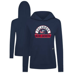 NHL Columbus Blue Jackets Levelwear Women's Relay Banner Arch Pullover Hoodie - Navy