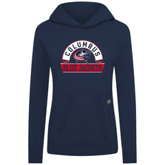 NHL Columbus Blue Jackets Levelwear Women's Relay Banner Arch Pullover Hoodie - Navy