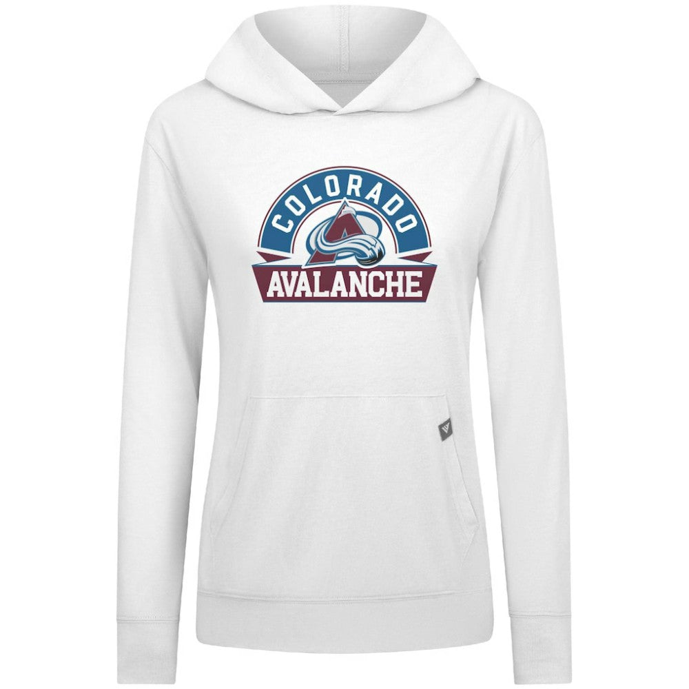 NHL Colorado Avalanche Levelwear Women's Relay Banner Arch Pullover Hoodie - White