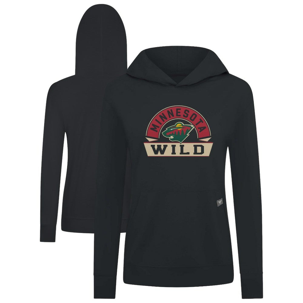 NHL Minnesota Wild Levelwear Women's Relay Banner Arch Pullover Hoodie - Black