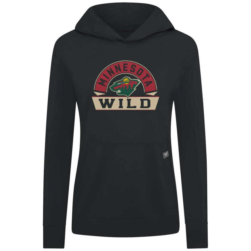 NHL Minnesota Wild Levelwear Women's Relay Banner Arch Pullover Hoodie - Black