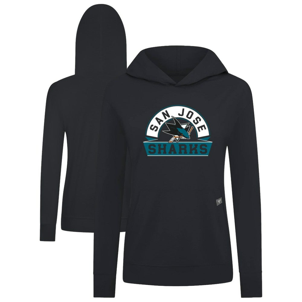 NHL San Jose Sharks Levelwear Women's Relay Banner Arch Pullover Hoodie - Black