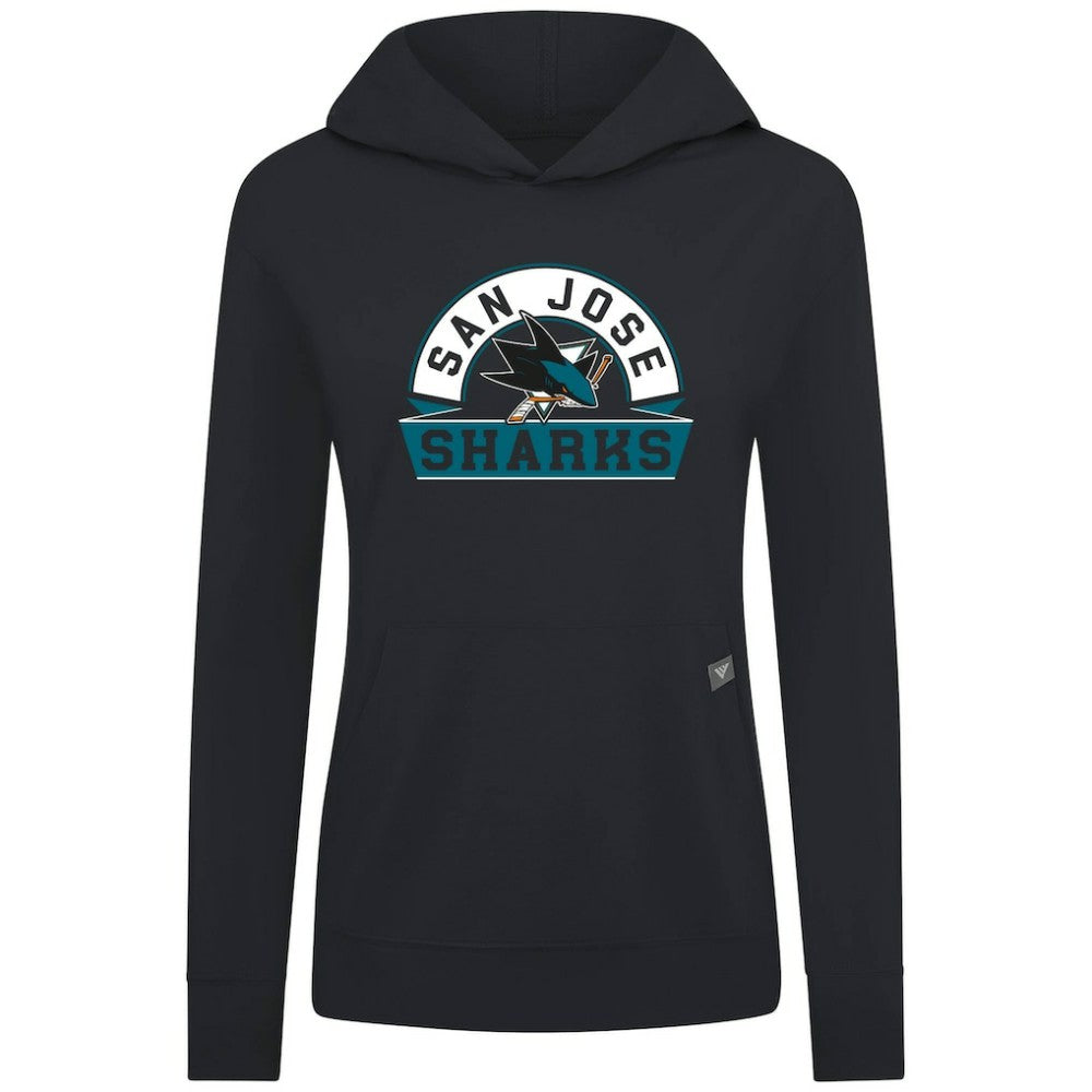 NHL San Jose Sharks Levelwear Women's Relay Banner Arch Pullover Hoodie - Black