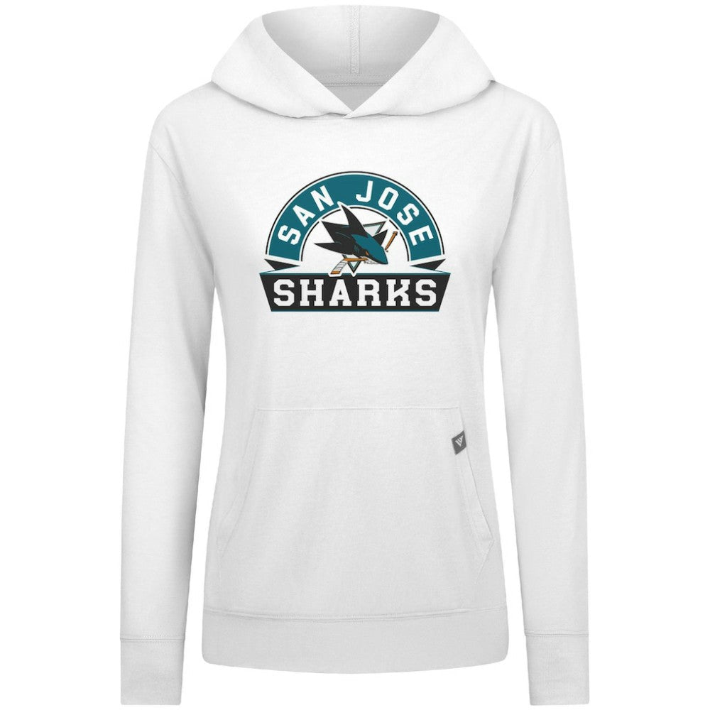 NHL San Jose Sharks Levelwear Women's Relay Banner Arch Pullover Hoodie - White