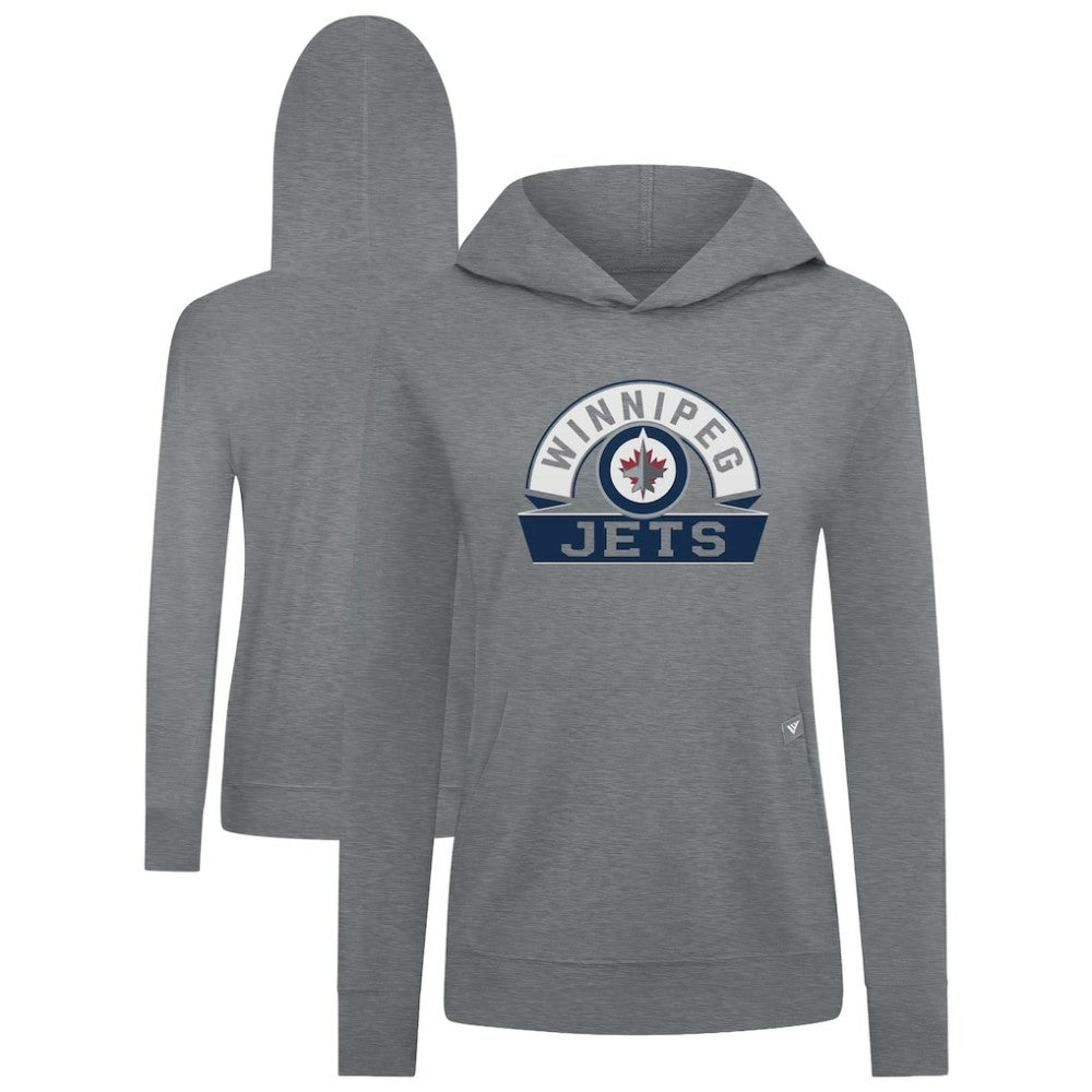NHL Winnipeg Jets Levelwear Women's Relay Banner Arch Pullover Hoodie - Gray