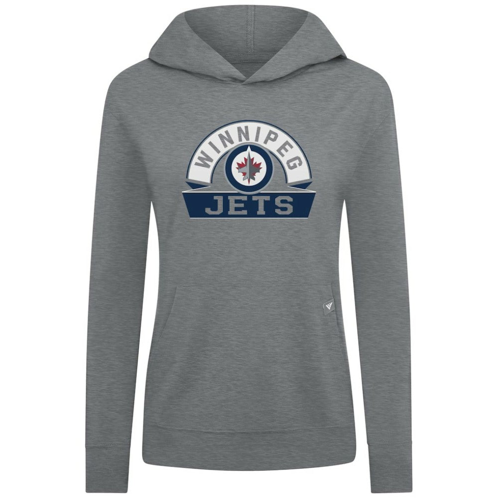 NHL Winnipeg Jets Levelwear Women's Relay Banner Arch Pullover Hoodie - Gray