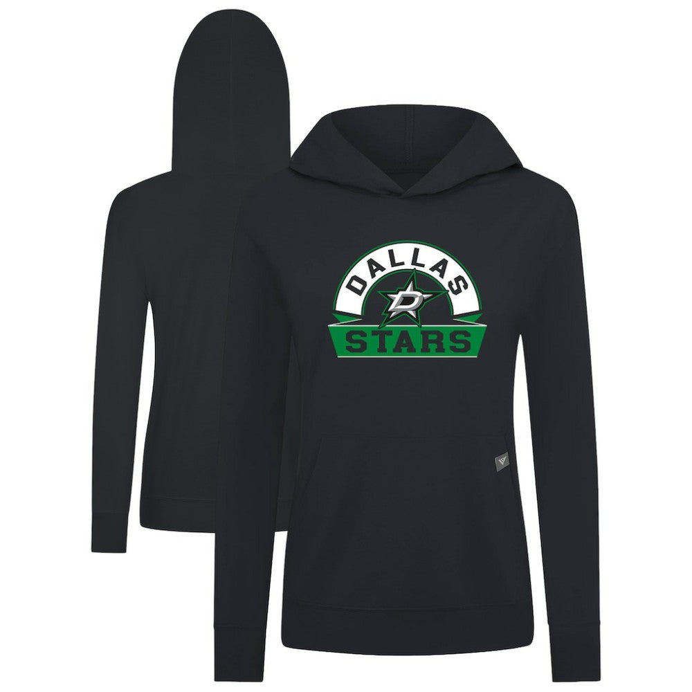 NHL Dallas Stars Levelwear Women's Relay Banner Arch Pullover Hoodie - Black