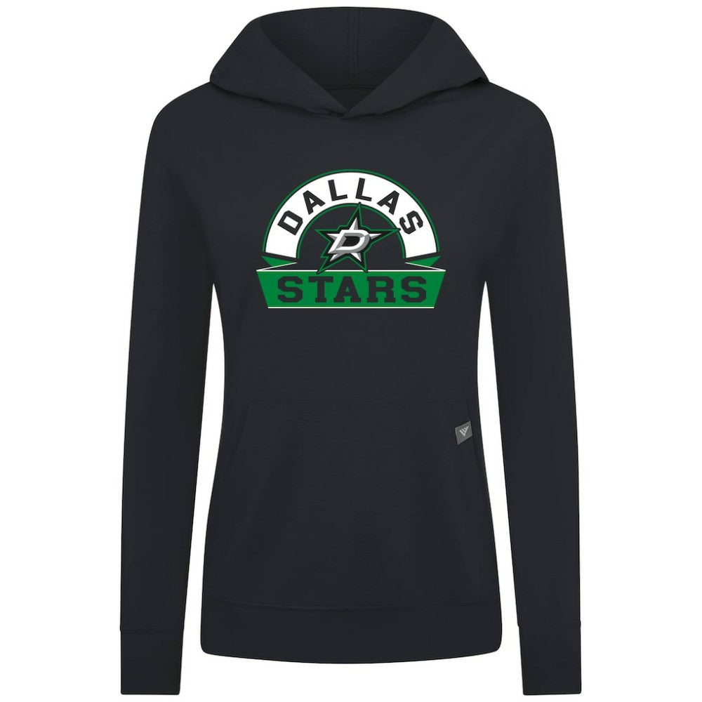 NHL Dallas Stars Levelwear Women's Relay Banner Arch Pullover Hoodie - Black