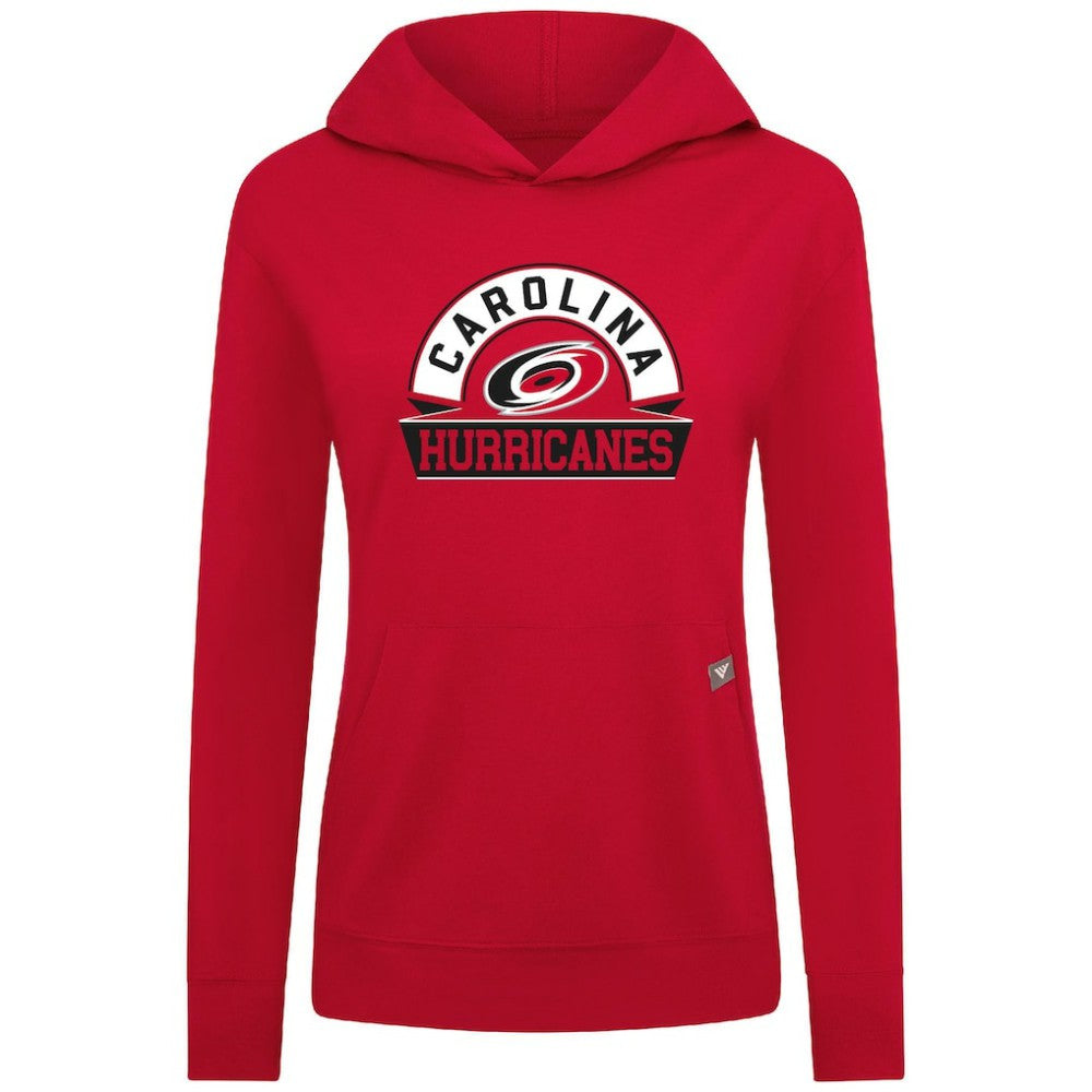 NHL Carolina Hurricanes Levelwear Women's Relay Banner Arch Pullover Hoodie - Red