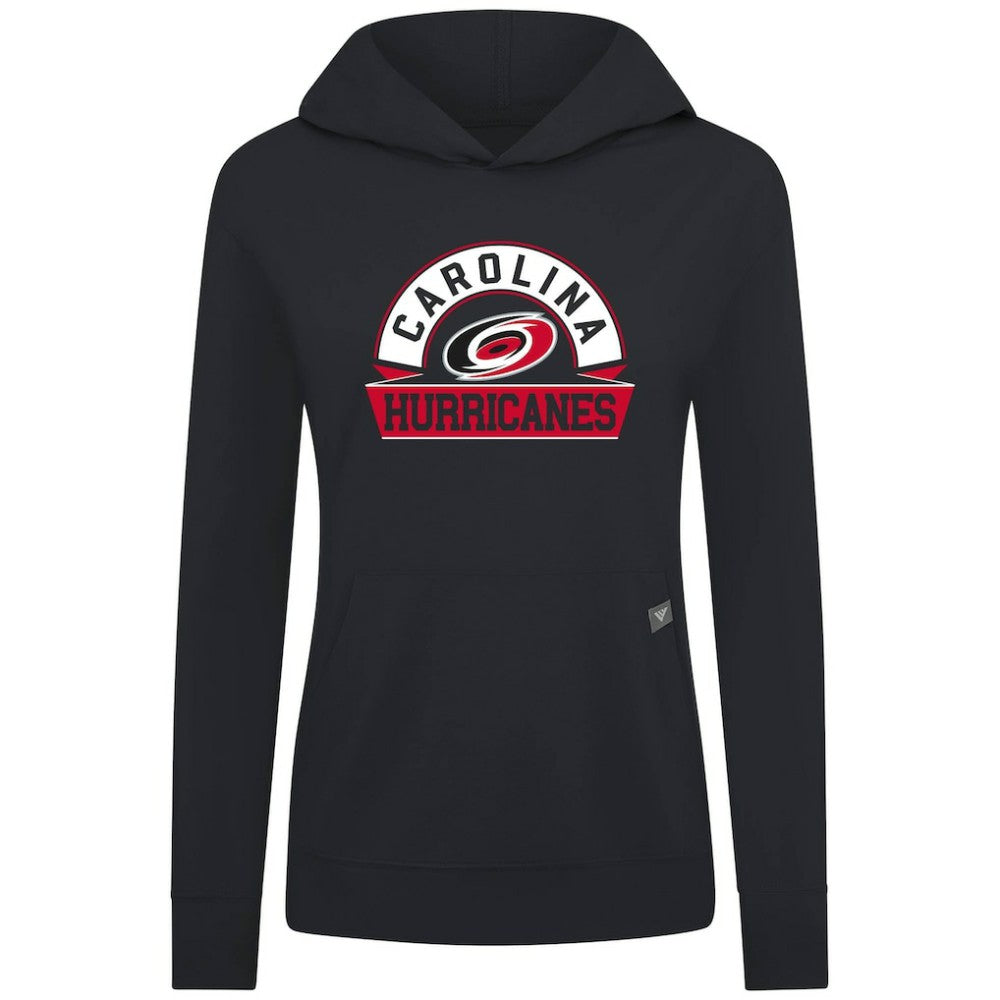 NHL Carolina Hurricanes Levelwear Women's Relay Banner Arch Pullover Hoodie - Black