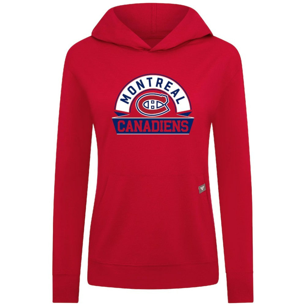 NHL Montreal Canadiens Levelwear Women's Relay Banner Arch Pullover Hoodie - Red