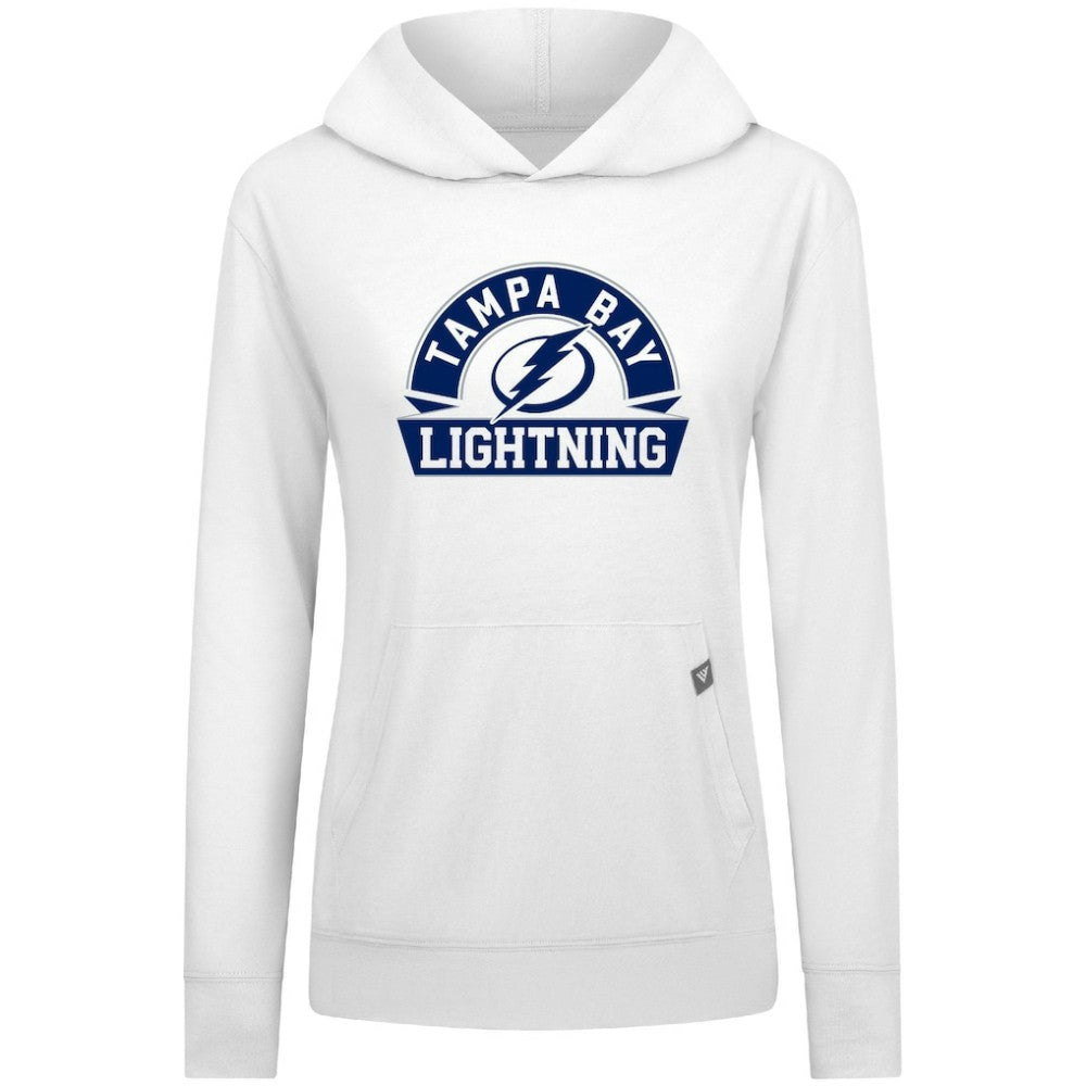 NHL Tampa Bay Lightning Levelwear Women's Relay Banner Arch Pullover Hoodie - White
