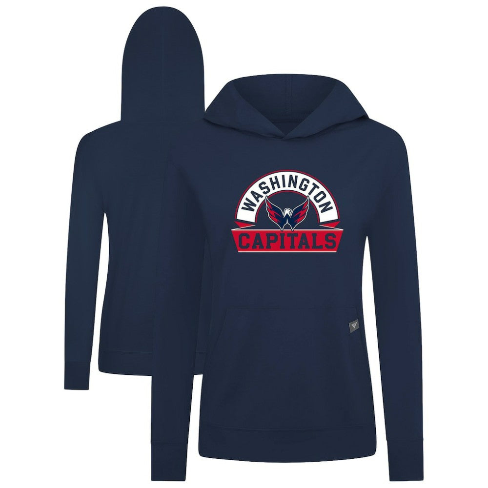 NHL Washington Capitals Levelwear Women's Relay Banner Arch Pullover Hoodie - Navy
