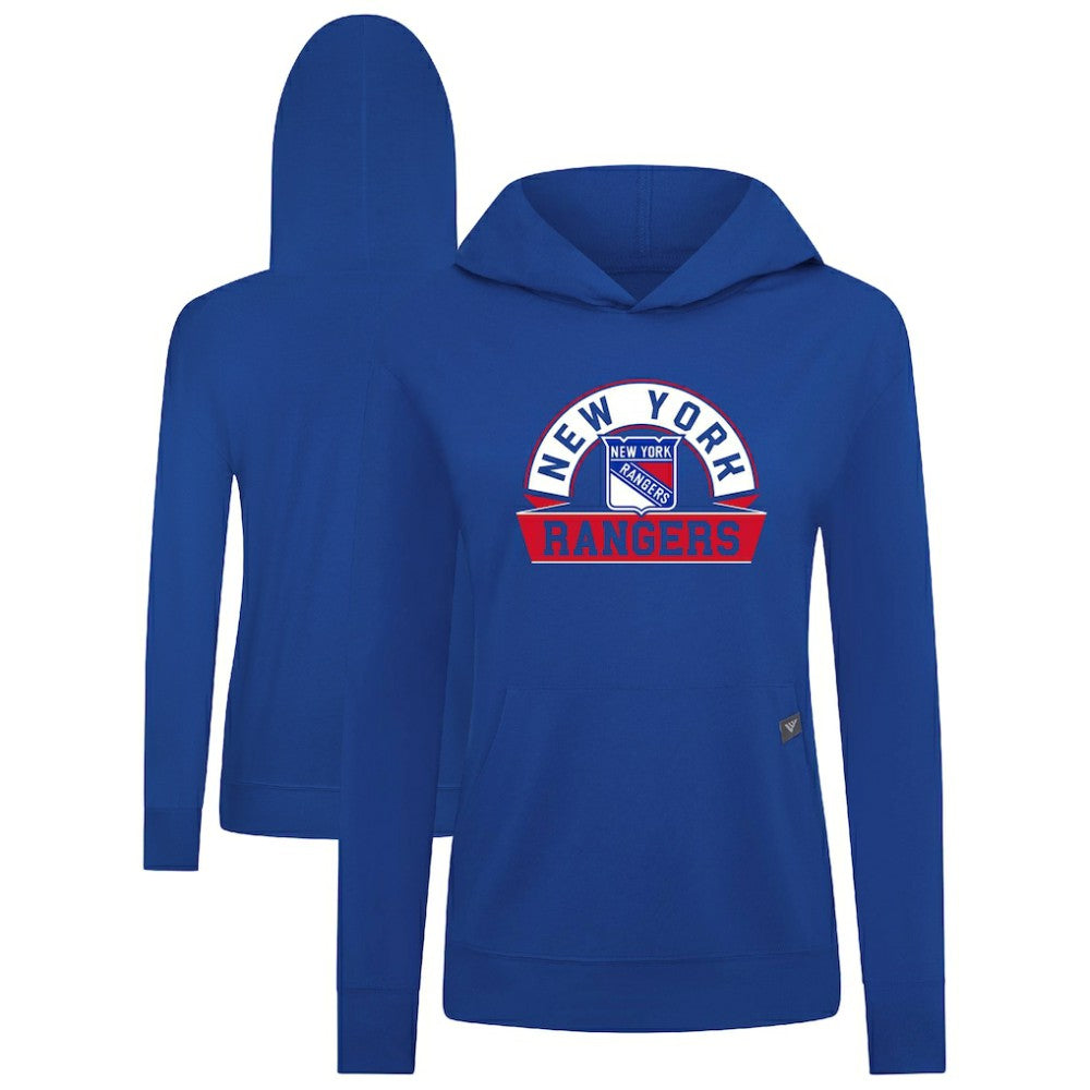 NHL New York Rangers Levelwear Women's Relay Banner Arch Pullover Hoodie - Royal