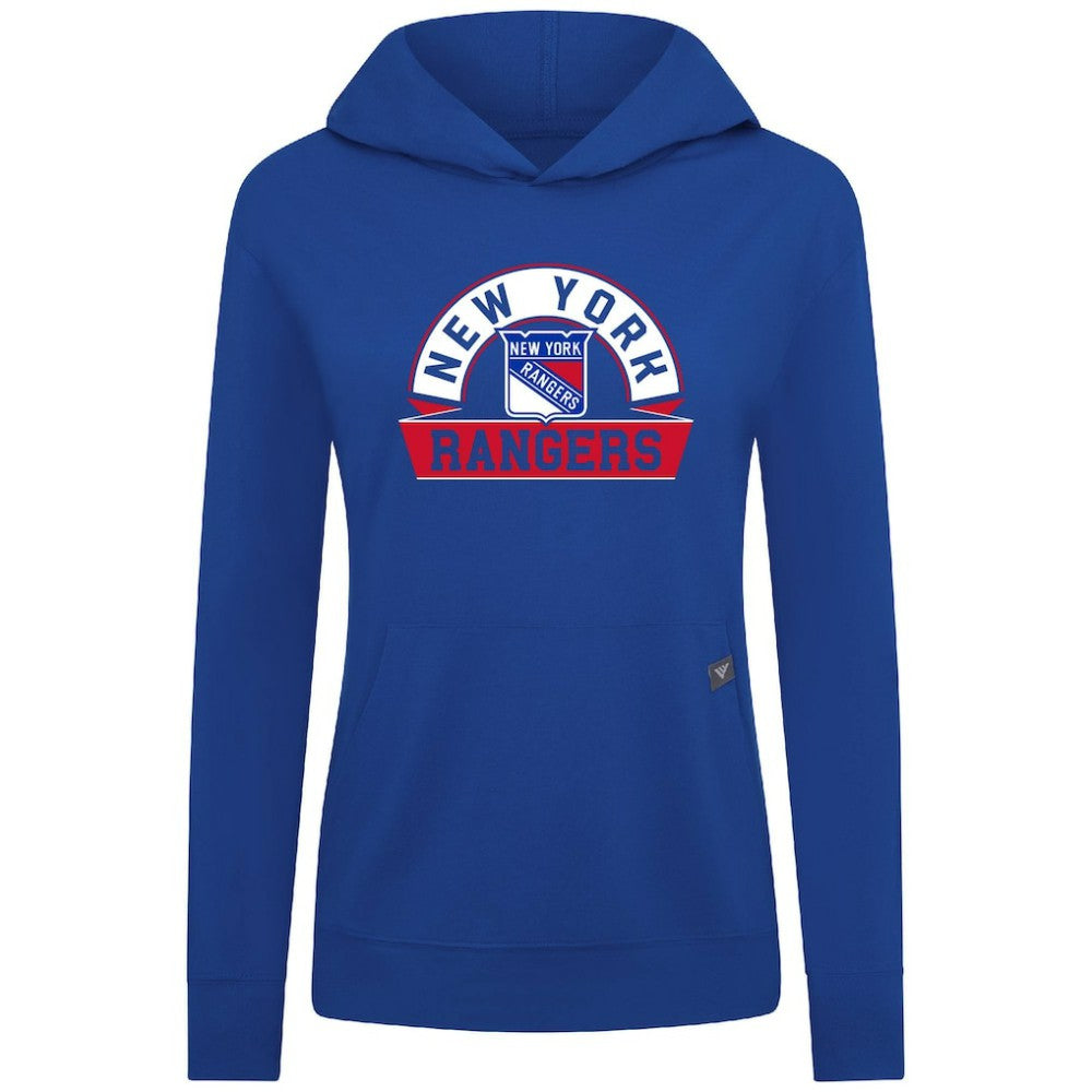 NHL New York Rangers Levelwear Women's Relay Banner Arch Pullover Hoodie - Royal