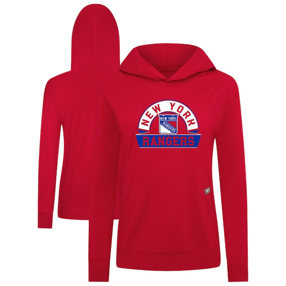 NHL New York Rangers Levelwear Women's Relay Banner Arch Pullover Hoodie - Red